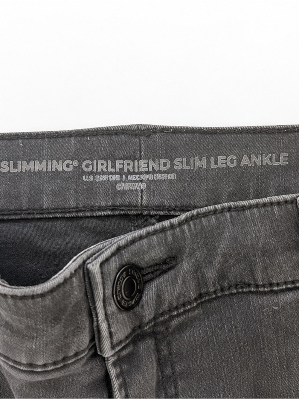 Chicos Slimming Jeans Gray Floral Embroidered 12R - Picture 3 of 4